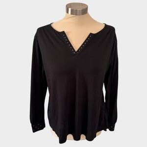 Chico's Womens Size 2 Large Black Top Cotton Modal